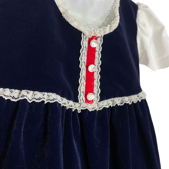 Vtg Sears Winnie the Pooh Dress Girls 4 Disney Ruffle Prairie Lace Velour Lace - Picture 5 of 15